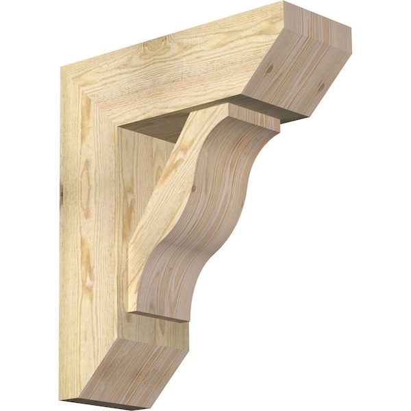 Ekena Millwork Funston Slat Rough Sawn Bracket w/ Offset Brace, Douglas Fir, 8"W x 22"D x 26"H BKT0806X22X26FST06RDF - main